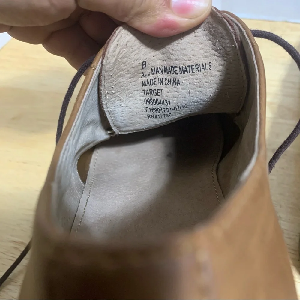 Mens Merona Comfort Gel Brown Faux Leather Cap Toe‎ Dress Oxford Shoes Size 8 M